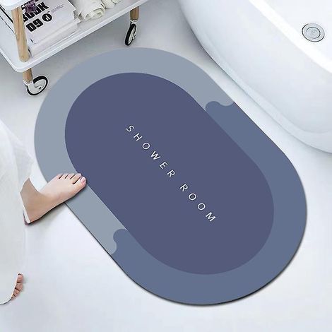 tapis De Bain Absorbant Antidrapant 40 60 Cm (gris Bleu), Tapis De Bain En Microfibre De Terre De Diatomes, Tapis De Bain Schage Rapide, Tapis D (1/5)