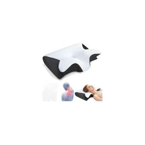 Oreiller Apnée du Sommeil, Oreiller Anti Ronflement et Apnée Positionnelle, Coussin Ergonomique Cervical Mémoire de Forme pour Dormeurs de Côté, de Dos et sur Le Ventre (Noir)
