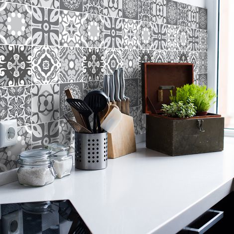 Sticker Mural Carrelage adhésif Cuisine Salle de Bain - 9 STICKERS CARRELAGES AZULEJOS ABELARDO - 9stickers15x15cm (1/5)