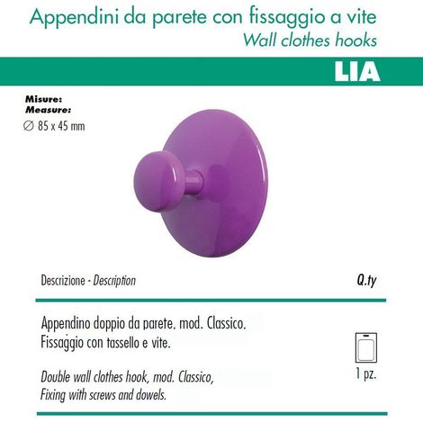 1 appendino da parete classic disco fissaggio a muro fucsia