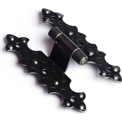 Cerniere rustiche in ferro martellato nero collo alto 40 x 68 mm.