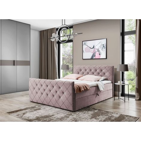 Boxspringbett Schlafzimmerbett EIVOR 160x200cm Altrosa inkl.Bettkasten (1/2)
