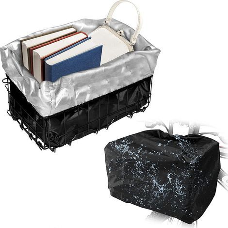 Housse de Pluie Panier Velo Housse de Panier Vélo Noire avec Filet à Bagages Elastique Panier à vélo Filet à Bagages & Housse ImperméAble, Housse ImperméAble et Filet à Bagages-42 x 33 x 25 cm (1/5)