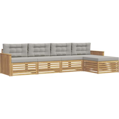 Set di divani da esterno 5 pz 4-Posti Bianco e Grigio Chiaro vidaXL (1/5)
