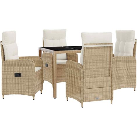Set da pranzo per esterni 5 pcs Beige e Bianco Crema vidaXL