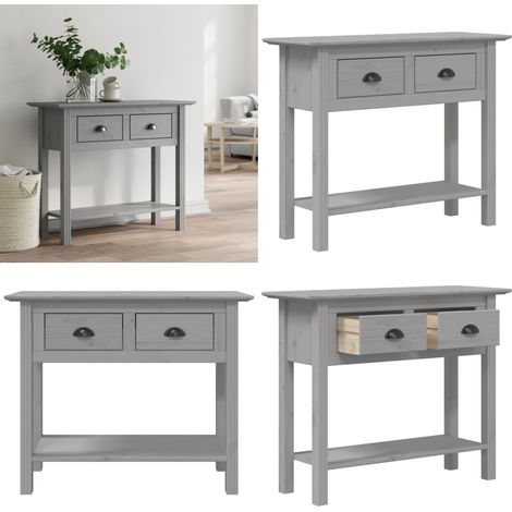 Table console BODO gris 91x35x74 cm bois de pin massif - Table Basse - Table D'appoint - Meuble Entrée - Mobilier Français - Table Console - Home & Living