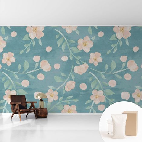 Fototapete - Tapete Vliestapete mit Kleber - Wandtapete Moderne Wandbild Schlafzimmer Wohnzimmer Blumige Eleganz 416x254 cm (1/5)