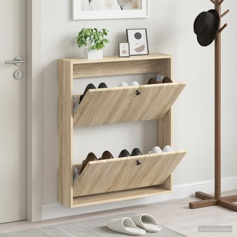 vidaXL Wall-Mounted Shoe Cabinet BREDA 71 x 17 x 86 cm Engineered Wood (1/5)