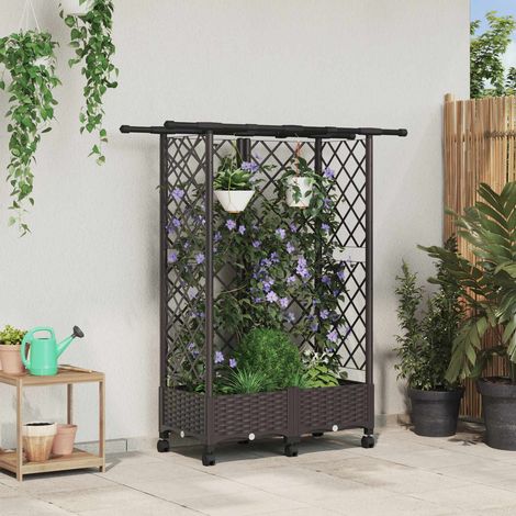 vidaXL Hochbeet mit Rankgitter und Dach Braun 124 x 40 x 127 cm PP (1/5)