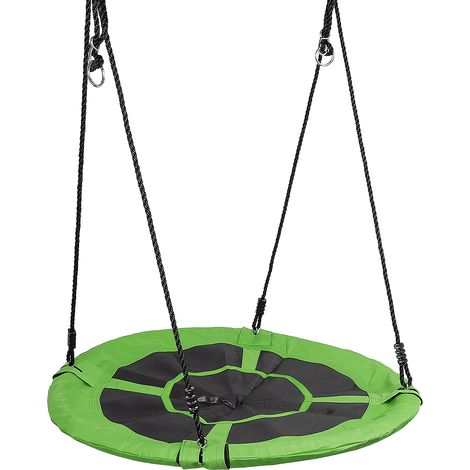 Schaukel, Nestschaukel, Garten Schaukel, Tellerschaukel, Kinder Rundschaukel bis 100kg belastbar, höhenverstellbar (Grün) (1/5)