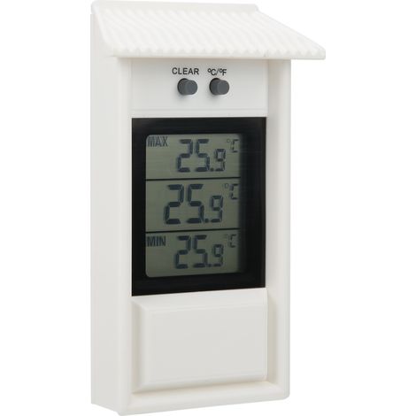 Thermomètre numérique d'extérieur étanche pour jardin, blanc, avec crochet (1/5)