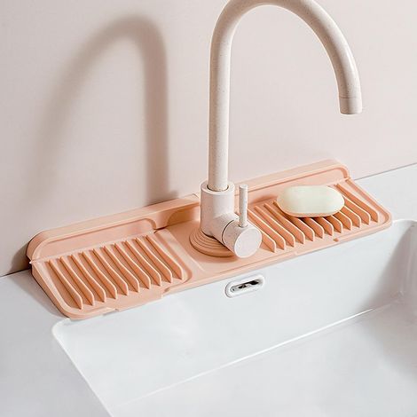 Tampon en silicone pour robinet d'évier de cuisine, rose, 45 x 14 cm (1/4)