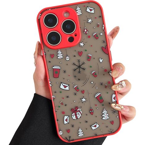 Christmas Case for 16 Pro Max, Shockproof Protective Case Cover with Christmas Pattern Anti-Scratch Frosted Hard PC Back with Soft Bumper, Coffee Cup (1/5)