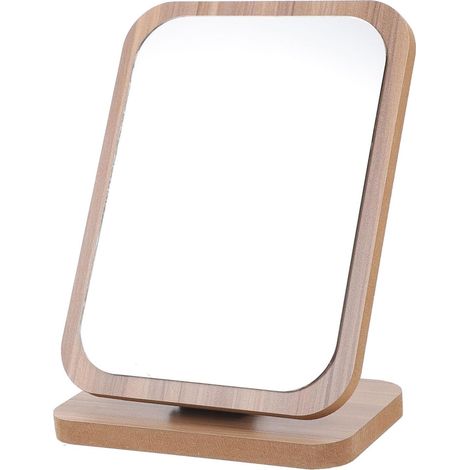 Miroir De Maquillage en Bois - Portable Pliable avec Lumières Idéal pour Les Étudiants La Maison Et Les Voyages Miroir De Coiffeuse De Style Vintage (1/5)