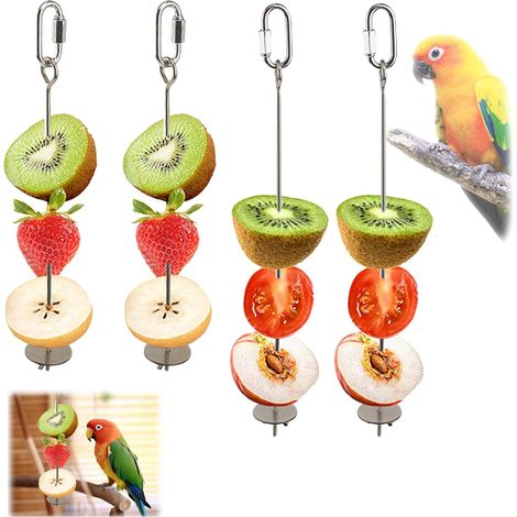 4 Pièces Brochettes pour Oiseaux, Moyen et Petit Inoxydable PorteFruits Légumes, Jouet Perroquet Support pour Votre Mangeoire Cages Oiseaux Perruches Calopsittes Canaris (1/5)