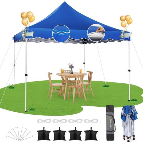 Pop-Up Pavillon 3x3m blau, wasserdicht, UV-Schutz, mit 4 Sandsäcken (1/5)