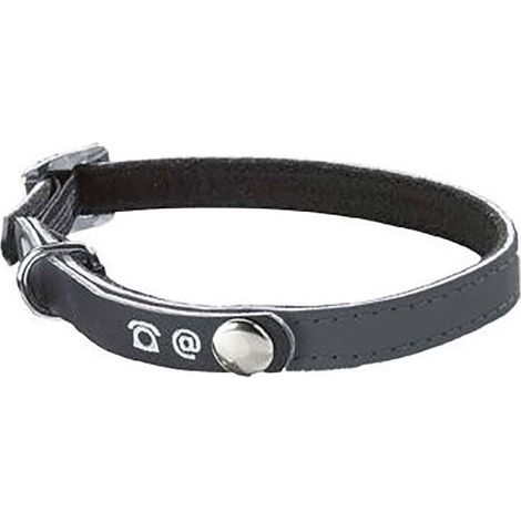 Collare in nylon grigio riflettente con porta indirizzo per gatti