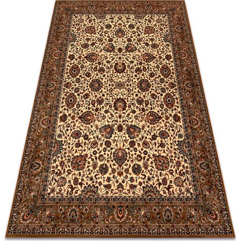 Wollteppich KASHQAI 4362 103 Blumen, Rahmen beige / rotwein beige 135x200 cm