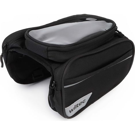 Wiltec Bolsa cuadro de bicicleta 20 x 10 x 14 cm de poliéster repelente al agua, bolsa para tubo superior de bici de carretera y ciudad