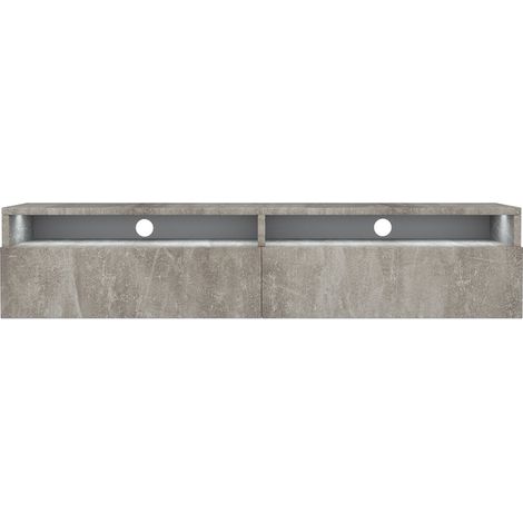 Selsey Rednaw - Mueble TV con dos cajones - Hormigón - con iluminación LED - 140 cm (1/5)
