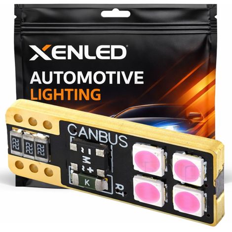 1 x AMPOULE W5W 4-LED ROSE Super Canbus 160Lms XENLED (1/5)