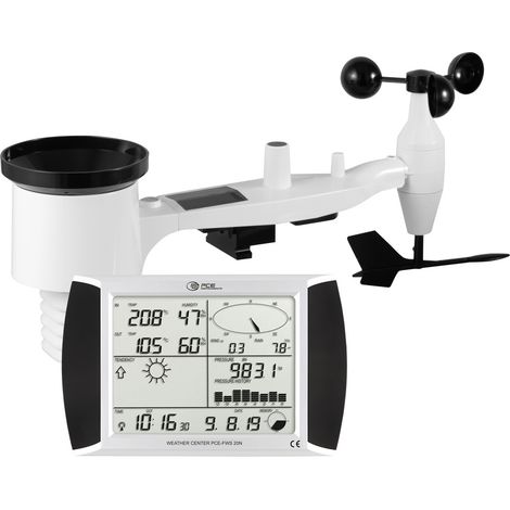 PCE Instruments Wetterstation PCE-FWS 20N 1 Touchscreen Display Solarmodul Vorhersage Analyse So (1/5)