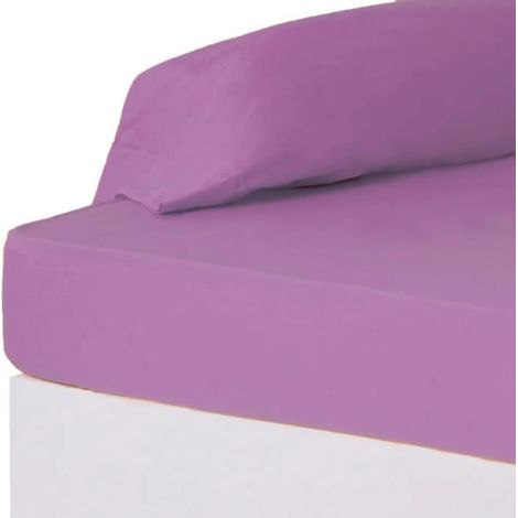 Drap-housse - JUANIO - 200x90x30 cm - Polyester-coton 52/48 - Anti-acariens - Violet clair