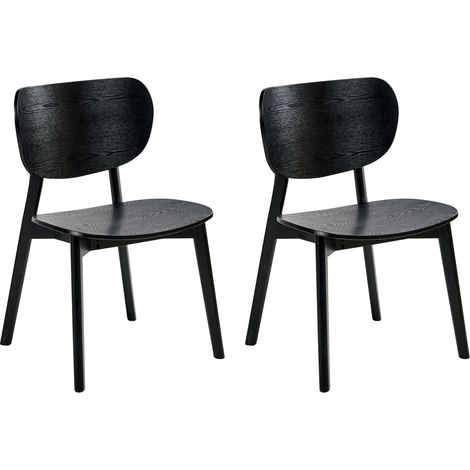 Set di 2 sedie da pranzo con struttura e gambe in legno di hevea impiallacciatura in legno di frassino nero Overly (1/5)