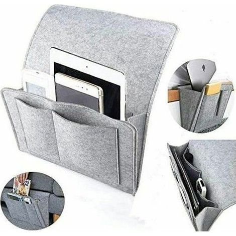 Organisateur de plateau de lit en feutre, sac de rangement de chevet en feutre, sac de table de chevet suspendu, canapé-lit, (1/5)