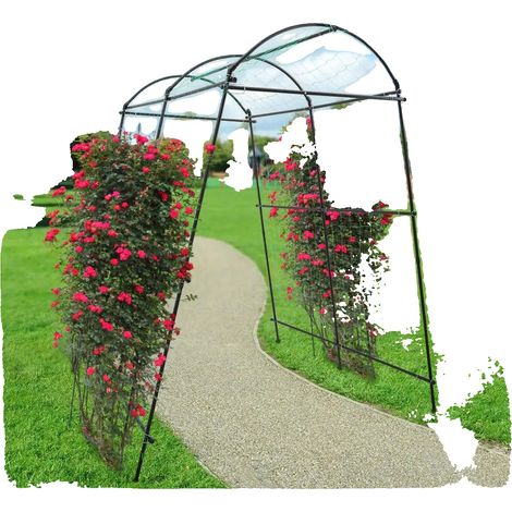 Enrejado de jardín, acero Q195 de alta resistencia, 1,93 cm de diámetro, capacidad de carga de 35 kg, estructura de arco abierto, apto para plantas trepadoras. (1/5)