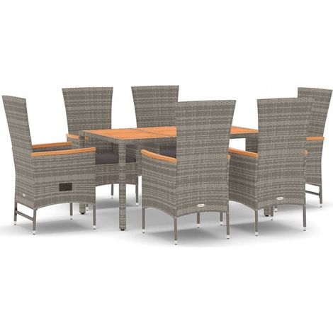 Maison Exclusive - Set da Pranzo da Giardino 7 pz con Cuscini in Polyrattan Grigio (1/5)