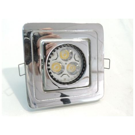Spot encastré LED 6W carré 105x105mm orientable chrome avec lampe 3000K 450lm GU10 230V interieur IP20 SUPERTOP KEN TRAJECTOIRE (1/2)