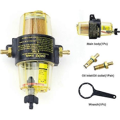 UF-10K Kraftstofffilter mit Wasser-Kraftstoff-Abscheider und Schraubenschlüssel für Yamaha-, Suzuki-, Tohatsu- und Mercury-Außenbordmotoren (1/5)