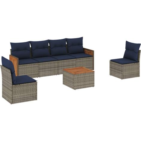 7-teiliges Gartensofa-Set mit Kissen, grau, Polyrattan vidaXL (1/5)