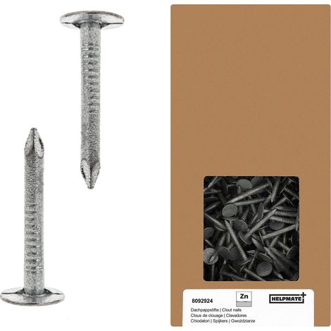 HELPMATE – Chiodi per tetto 2,5 x 25 mm zincato meccanicamente – 1 kg di cartone tipo B – chiodi per tetto DIN 1160 B – chiodi per tetto ideali per cartoncino, teloni di plastica e lastre di ardesia (1/5)