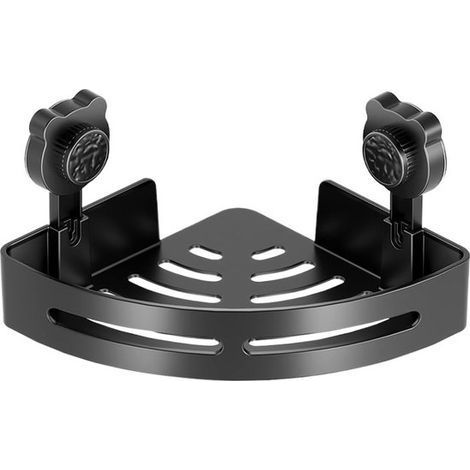 longziming - Étagère d'angle de douche à ventouses - Organisateur de salle de bain en ABS pour coin de douche - Étagère murale pour shampoing, savon et accessoires de salle de bain - Noir (1/5)