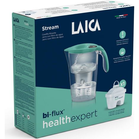 Carafe filtrante Stream Line bi-flux (2,3 l) – Réduit le PFAS jusqu'à 92%, ajoute du magnésium – Minuterie numérique et couvercle « Quickfill » – 1 filtre inclus – Vert d'eau