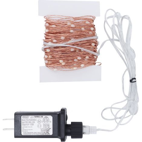 Guirlande lumineuse 200LED en fil de cuivre basse tension, blanc chaud, 120V US, pour décoration de jardin et de Noël. (1/5)