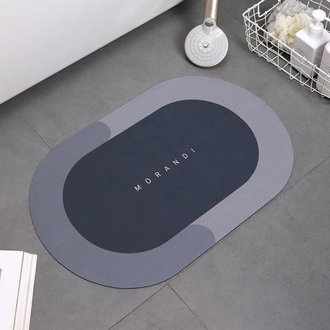 tapis de Bain - 40x60cm - Antidérapant - Super Absorbant - Gris (1/5)
