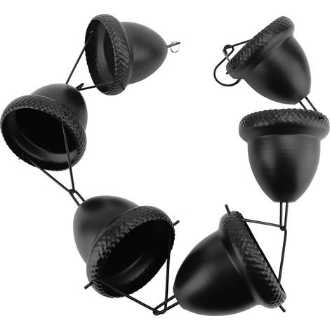 Collecteur de gouttière pour chaîne de pluie avec grand pompon, 1 mètre de long, remplacement pour descente de gouttière de jardin, décoration extérieure, couleur noire. (1/5)