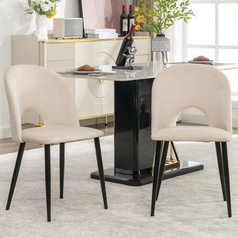 Sillón comedor tapizado con respaldo acolchado beige OKMYHOME (1/5)
