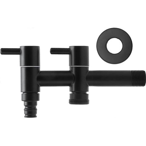 Robinet à double interrupteur, robinet mural simple pour eau froide, robinet d'évier allongé en acier inoxydable pour salle de bain ou machine à laver (1/5)