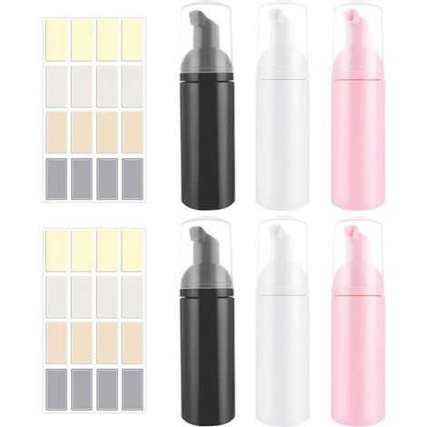 Juego de 3 frascos de espuma de 100 ml + 160 etiquetas, para rostro/limpiador, recargables.