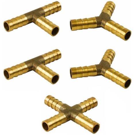 Lot de 5 raccords de tuyau en laiton de 8 mm, raccords pour tuyau pneumatique et tuyau de carburant (carburant, air, eau, diesel) (1/5)