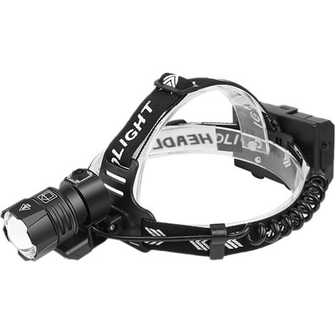 Lampe Frontale Puissante avec Zoomable 4 Modes, USB Rechargeable étanche Torche Frontale Lampe de Casque pour Camping, Randonnée, Pêche (1/4)