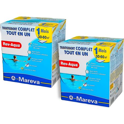 Pack 2 mois traitement Mareva REV-AQUA 4 en 1 piscine 30 à 60m³
