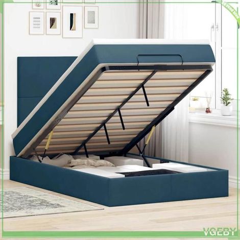 Cadre de lit ottoman - Mod. 3313389 - Velours bleu foncé - 120x190 cm - Rangement hydraulique (1/5)