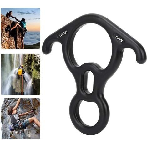 Mousqueton, descendeur à anneau en forme de 8 en corne de bœuf haute résistance 50 kN pour l\'escalade aérienne (1/5)