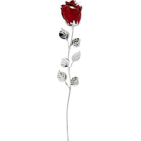 Gran grabado de flor eterna de rosa roja bañada en plata Tamaño: 33cm SKU: BG2058R (1/2)