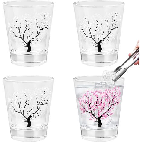 Lot de 4 verres à shot de 5 cl qui changent de couleur avec le froid verre transparent avec fond épais, verre shooter pour tequila, vodka, ouzo (1/5)